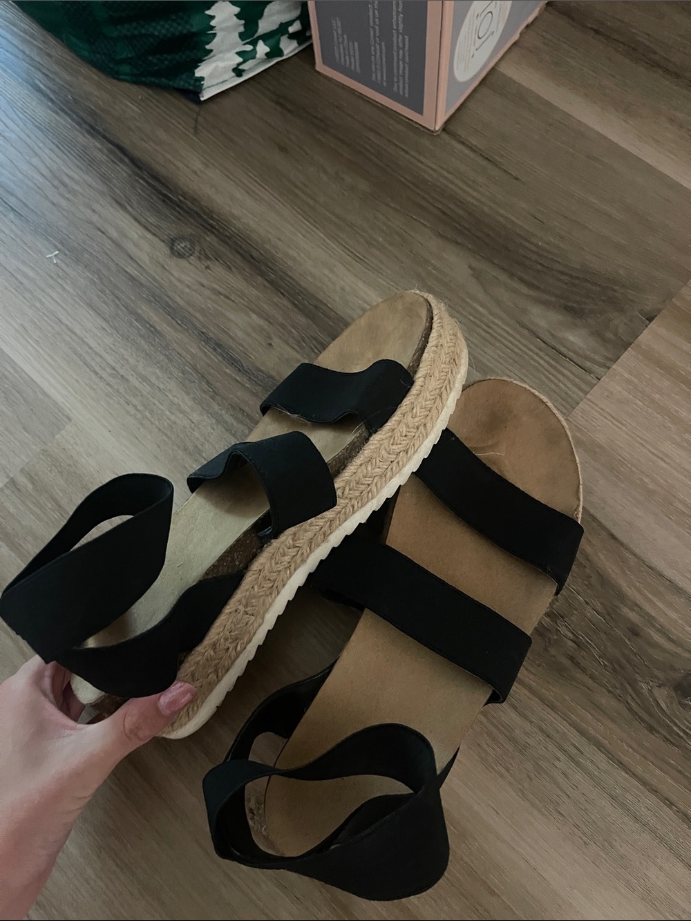 Black Strappy Espadrille Sandals